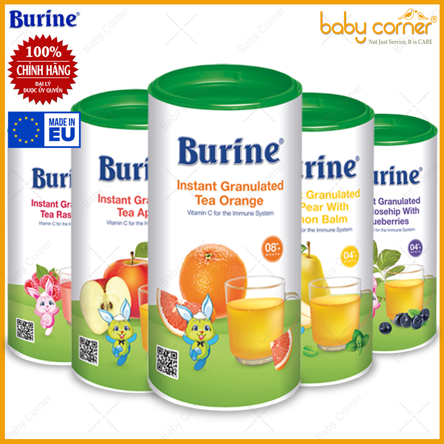 HSD T7 2023 Trà Cốm Hoa Quả BURINE Bổ Sung Vitamin C, Hộp 200g, Cho Bé Từ