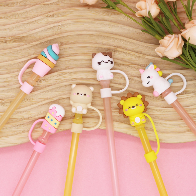 Nắp đậy ống hút silicon 3D Động Vật hoạt hình dễ thương, straw topper nút đậy ống hút chống bụi nhiề