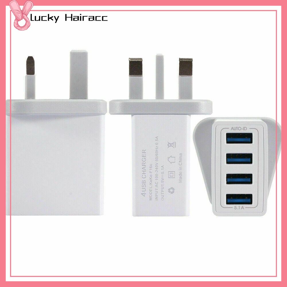 LUCKY HAIRACC Xách tay Nhanh nhanh Phí USB Hub Mains Tường Sạc Bộ Sạc điện thoại 4 Multi-Port Sạc Nhanh ANH Cắm Adapter