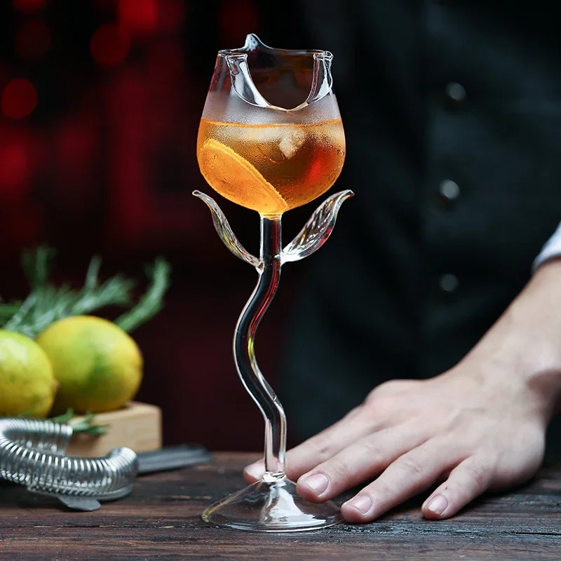 Rose with Transparent Leaf tail Valentine's Wedding Table Decoration Gift Wine Glass Shot Cup ราคา 727 บาท*ส่งฟรี