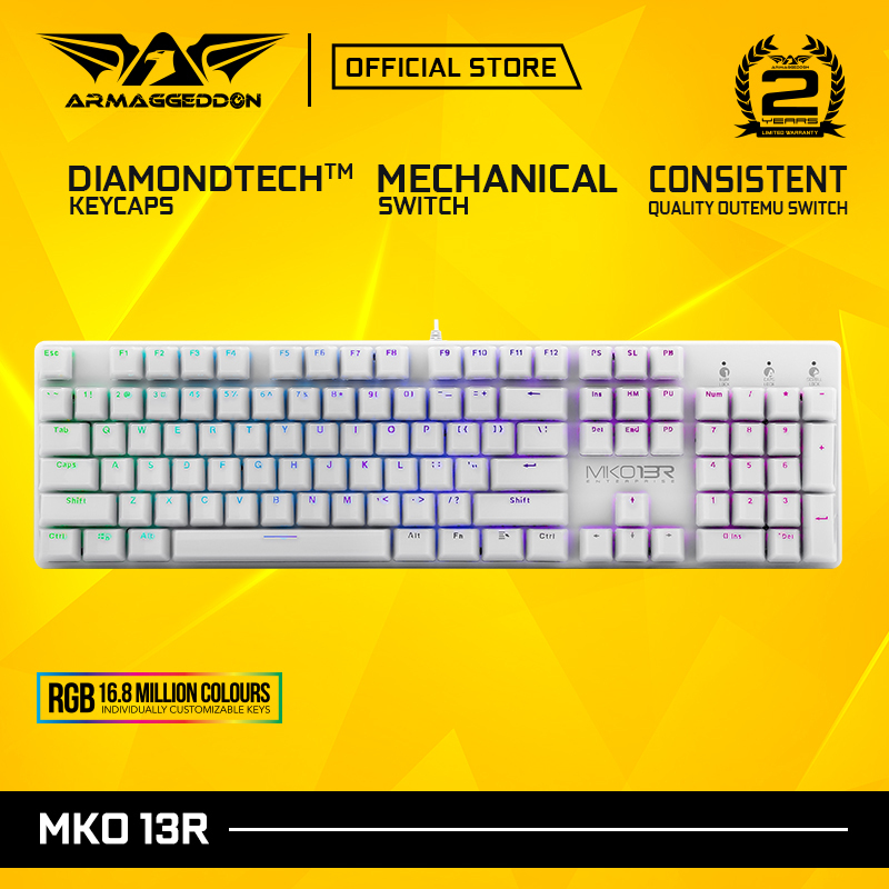 Armaggeddon MKO-13R Customizable Full Size Programmable RGB Optical Blue Switch Mechanical Keyboard Singapore