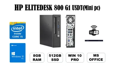 HP Elitedesk 800 G1 Mini PC(USDT) / Intel Core i5-4th Gen / 8GB RAM / 512GB SSD / WINDOWS 10 Pro / MS office with Free Wifi Dongle (refurbished)