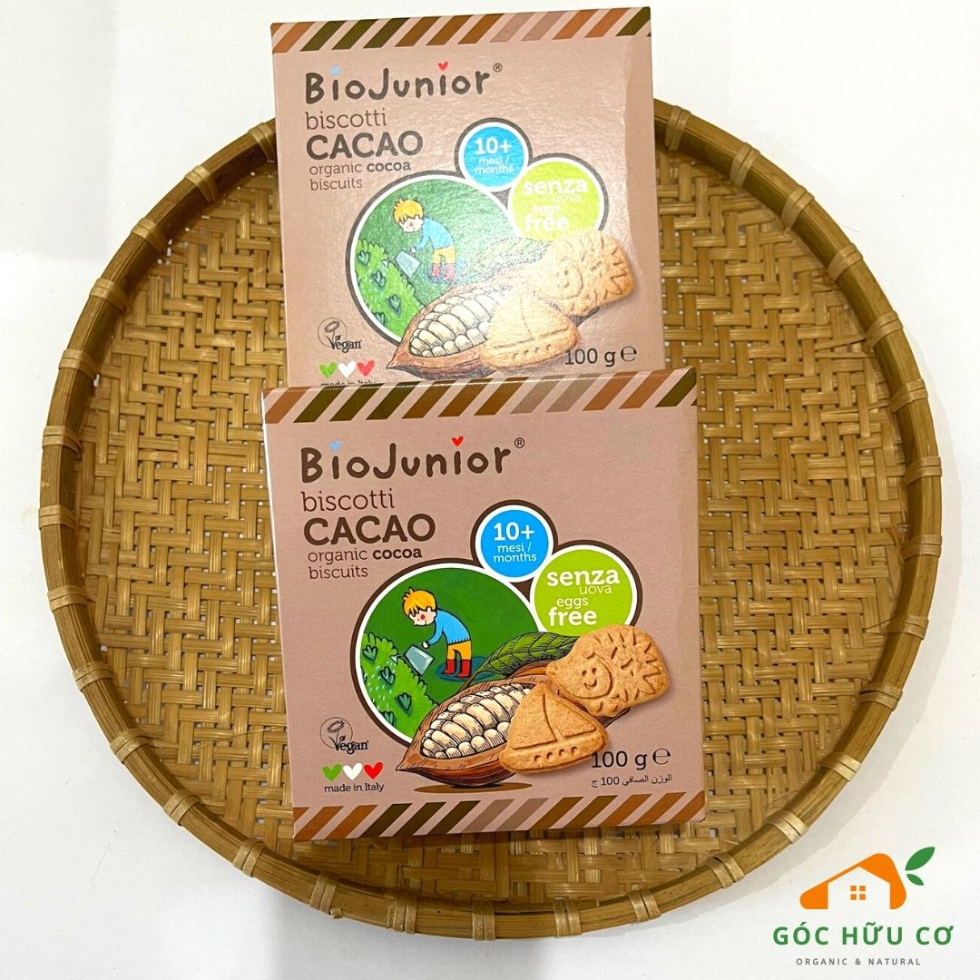 Bánh ăn dặm hữu cơ cho bé BioJunior Organic Vị Cacao, hộp 100g - Goc Huu Co