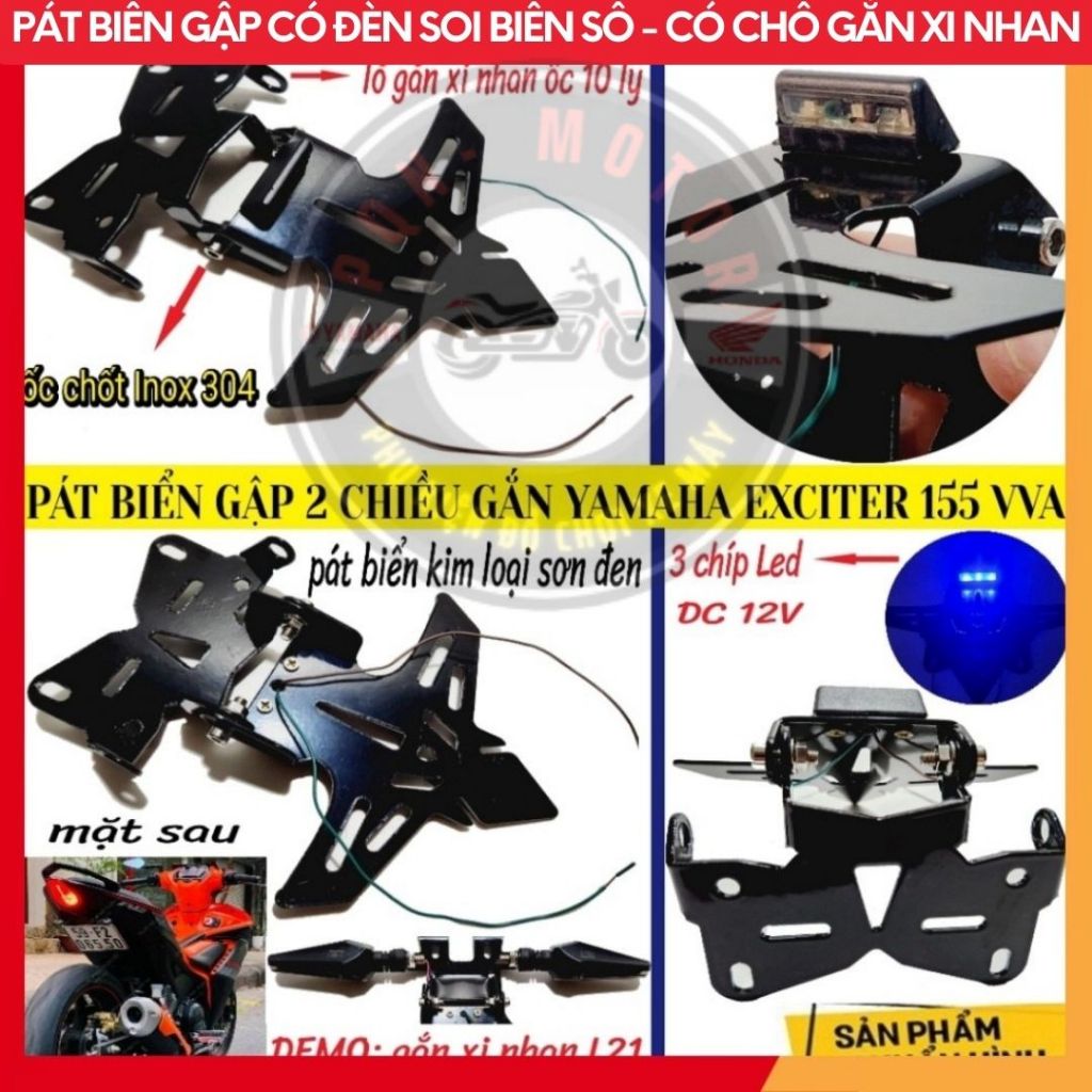 Pát Biển Số Gập 2 Chiều Gắn Ex 150, Ex 155 VVA, Winner V1, Winner X V2, V3, R15V3