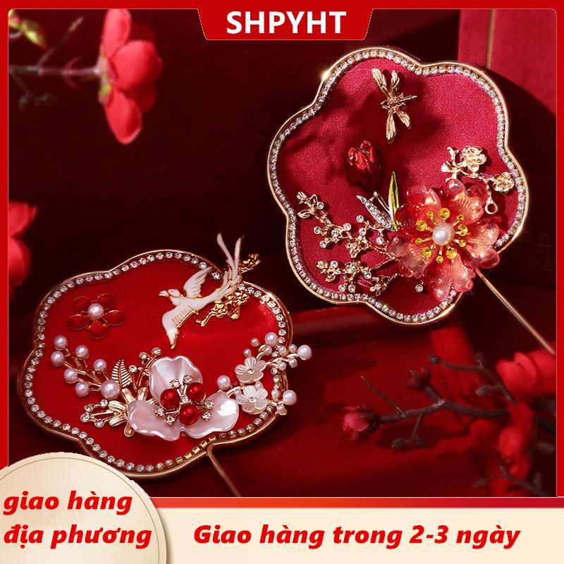 [COD] SHPYHT Giao hàng địa phương Trung Quốc Retro Chúc May Mắn Fan Cưới Cầm Tay Hoa Fan Với Tua Cổ Tinh Tế Mặt Dây Chuyền Quà Tặng