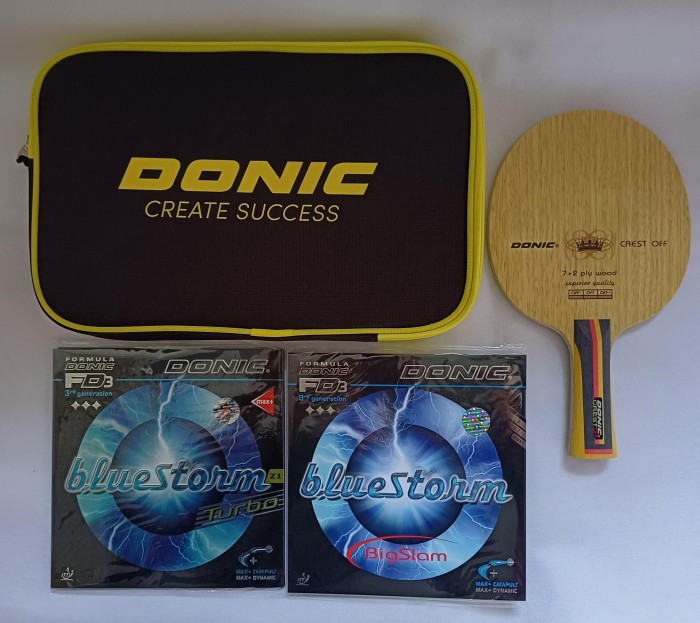 BAT PINGPONG DONIC CREST OFFENSIVE TERBAIK PAKET KOMPLIT - BISYY