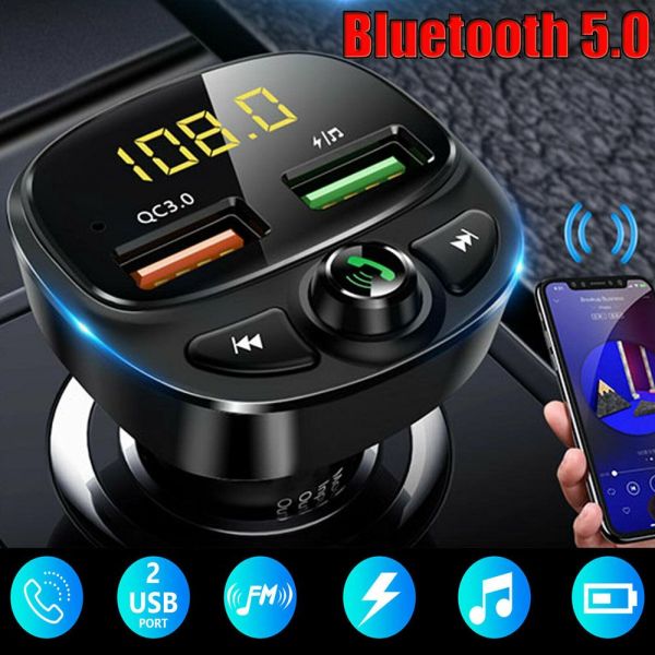 JORYA Bluetooth 5.0 Sạc nhanh Chất lượng cao Không dây Bộ rảnh tay Máy nghe nhạc mp3 Ổ cắm USB kép Bộ thu âm thanh QC3.0 Cổng sạc USB Máy phát FM Xe điện tử Bộ sạc ô tô Phụ kiện xe hơi
