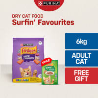 FRISKIES Surfin Favourites Adult Dry Cat Food 6Kg + FREE Friskies Gravy-licious Chicken 70g