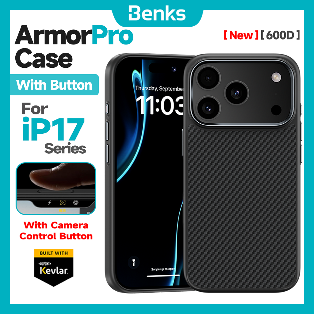Benks Magnetic 600D ArmorPro Case with Camera Control Button for IPhone 17 Pro Max Air Shockproof Protection Kevlar Aramid Fiber Cover Casing Compatible with Magsafe - Thương hiệu Benks Giá 849,000 Đồng*Miễn phí vận chuyển