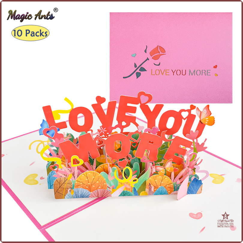 [op103] 10 Pack LOVE Pop-Up Valentines Card 3D Fathers Mothers Day Anniversary Greeting Cards with Envelopes ราคา 1,775 บาท*ส่งฟรี