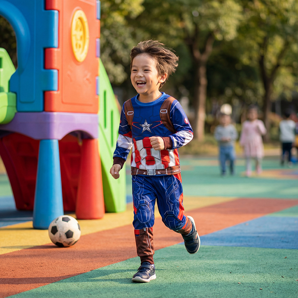 Baby Boy Clothes Set Cute Cartoon Marvel Superhero Captain American Long Sleeve Outfits Cotton Toddler Kids Clothing Sets 1-7 Years