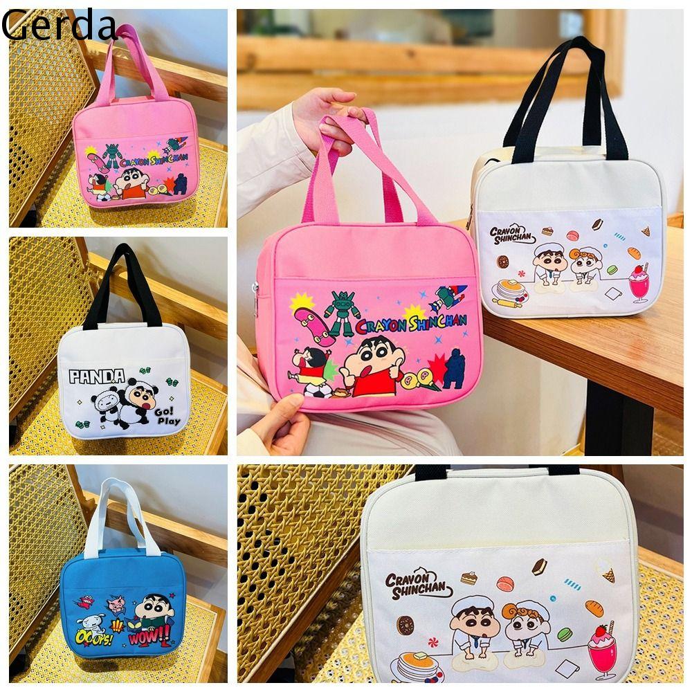GERDA Không thấm nước Túi Đựng Đồ Ăn Trưa Shin chan bút chì màu Túi tote Hoạt hình Túi căng tin Thường ngày Di động Hộp cơm trưa