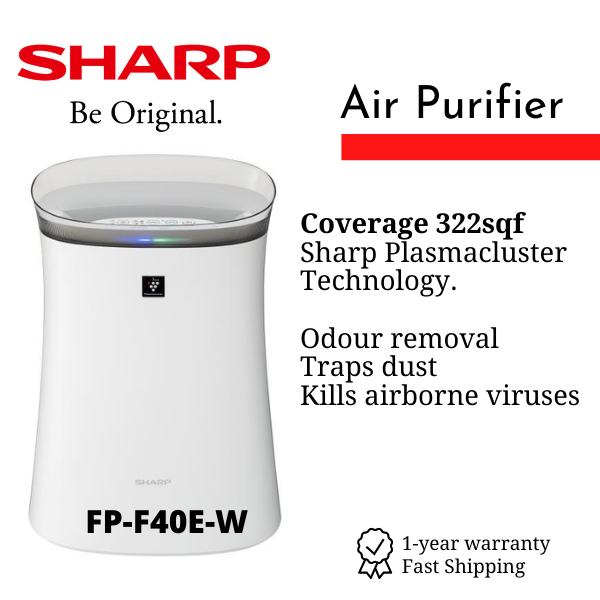 SHARP Air Purifier with ioniser Plasmacluster Technlogy FP-J40E-W Singapore