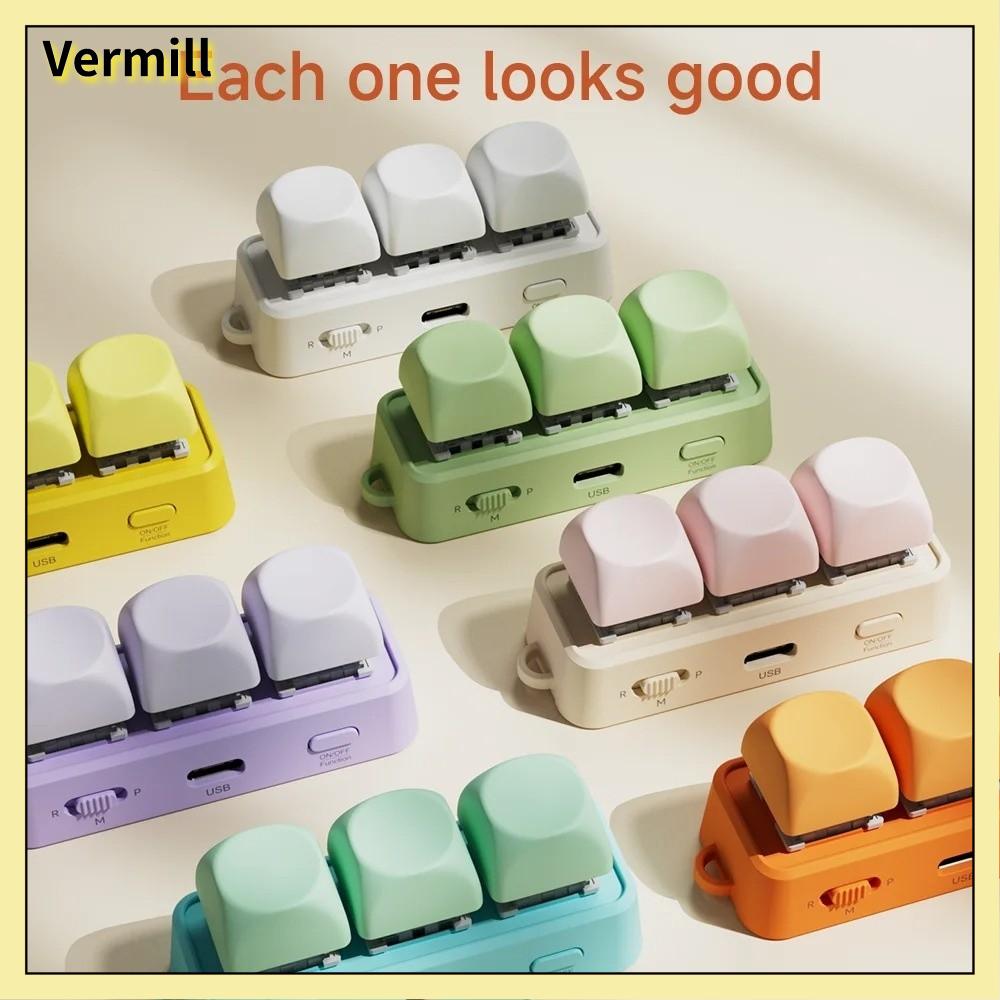 VERMILL 3 phím Bộ lật trang bàn phím Phổ quát Đa chức năng Bàn phím chuyển trang sách điện tử Quà tặng Di động Điều khiển từ xa trang Bluetooth Để lật trang PPT PDF video ngắn