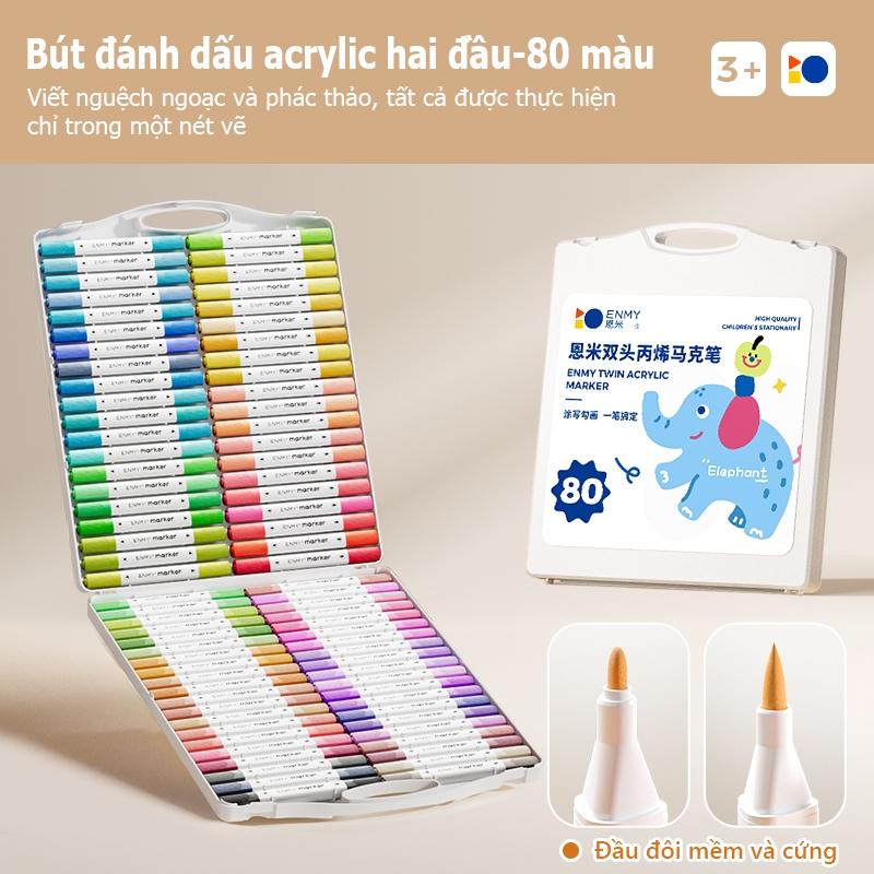 goya103 🥇Bút màu acrylic 2 đầu Bút Sơn Màu Acrylic Marker Deli THÊM 80% MỰC - 12/24/36/48/60/80 Màu 