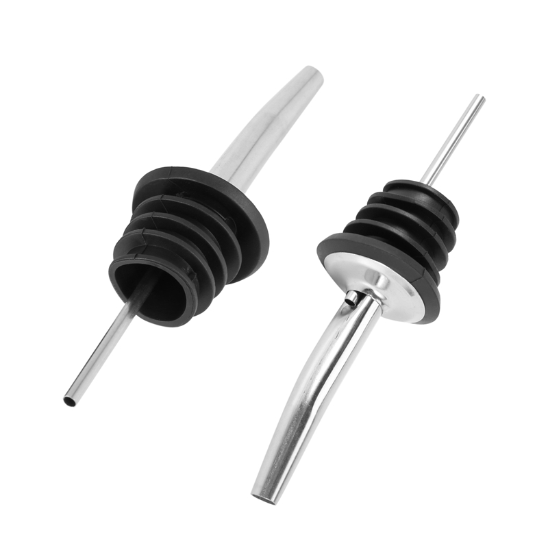 2pcs Stainless Steel Liquor Spirit Pourer with Rubber Stopper