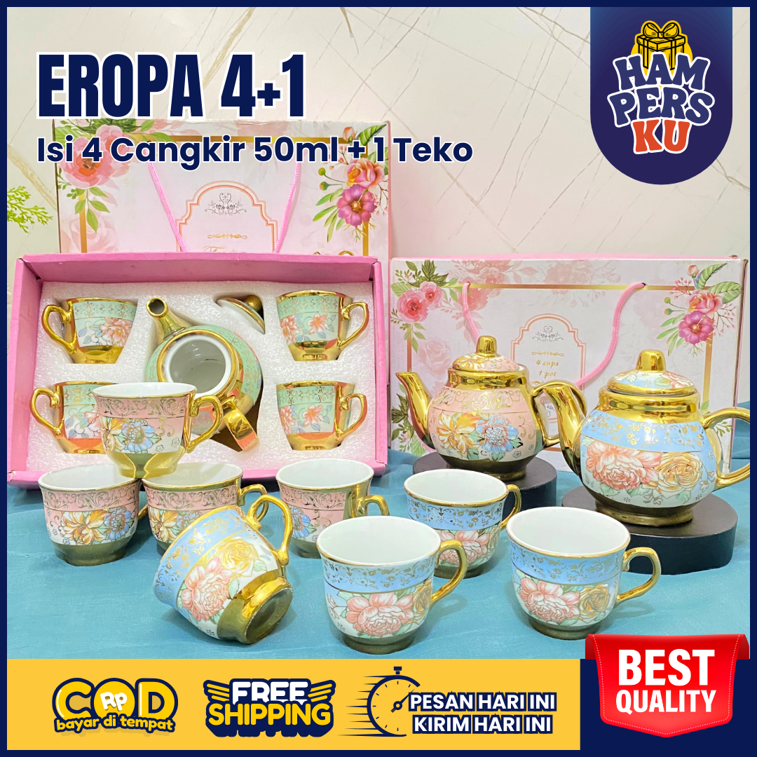 pernikahan hadiah Cup Set Ceramic European Souvenir Glass Mug Teapot Tea Coffee Aesthetic Aesthetic Haโฆ