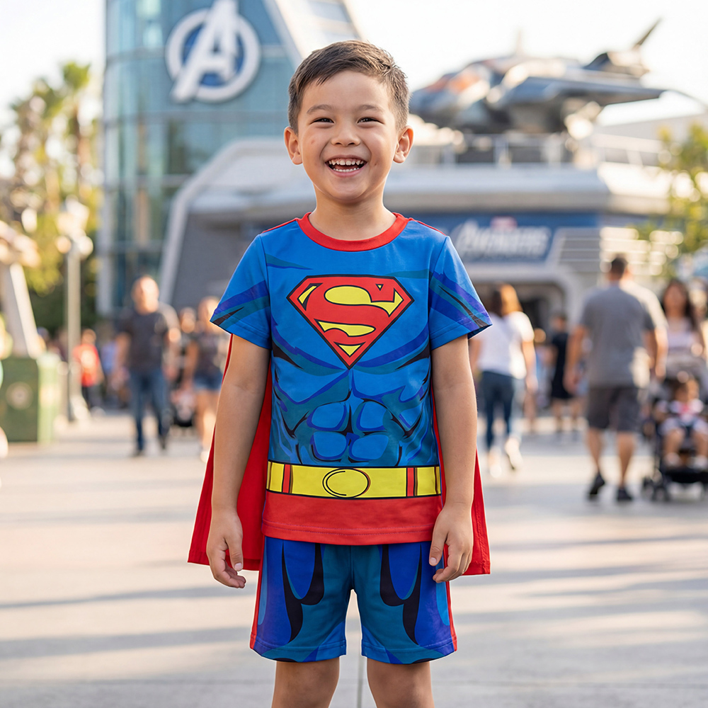 Baby Boy Clothes Set Cartoon Marvel Superhero Superman Short Sleeve Outfits Cotton Toddler Kids Clothing Sets 1-7 Years