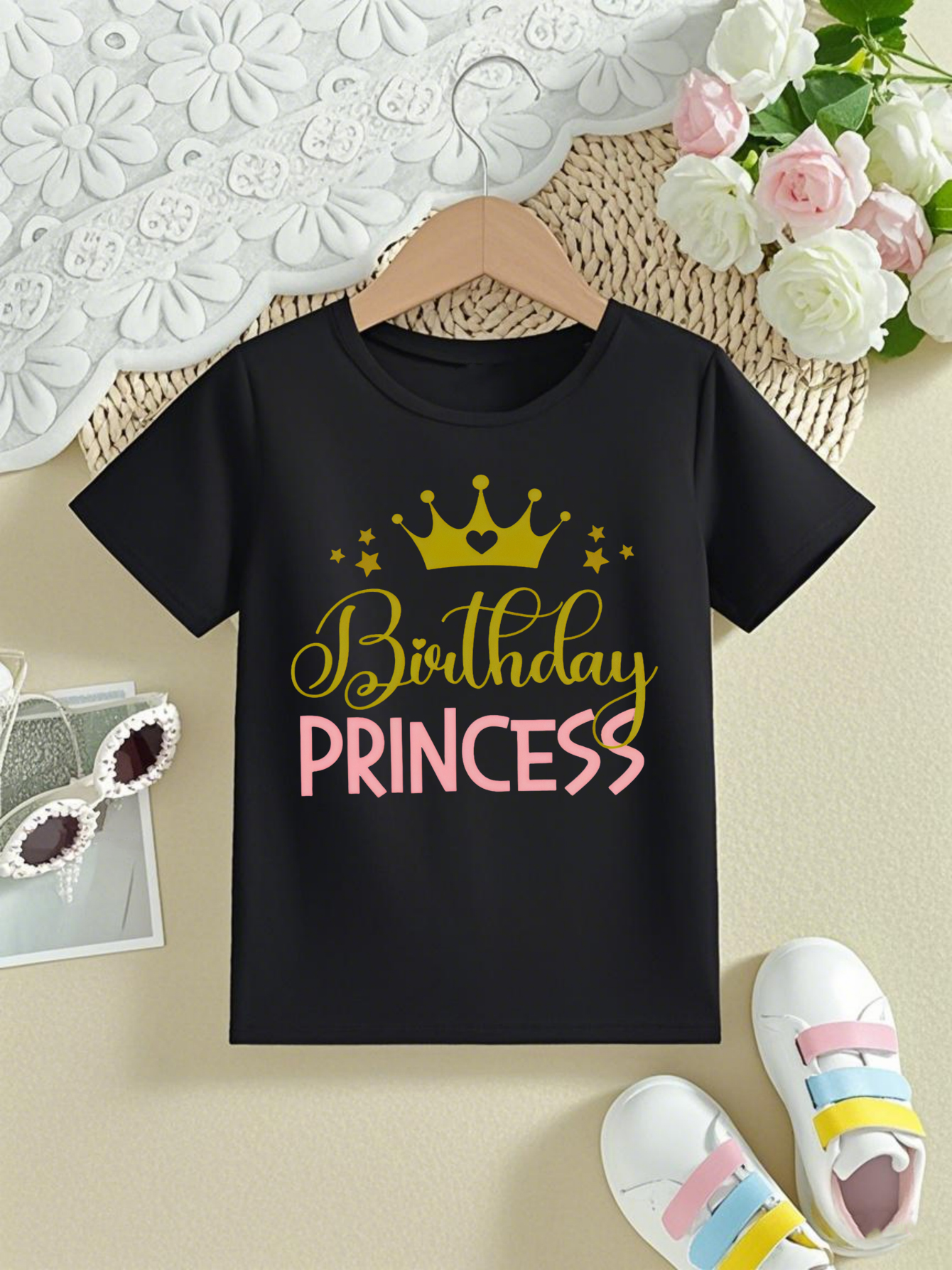 Birthday Princess Crown Prinetd Black T Shirt Girls Brother/Sister Of The Birthday Prince Family Matching T-Shirt Kids Clothes - 4