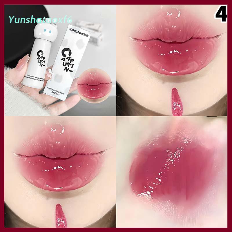yunshataoxf Cappuvini dễ thương mèo Son bóng dưỡng ẩm mịn màng và lâu dài môi Men 4 màu dễ dàng để áp dụng môi vết bẩn cho người mới bắt đầu - 4