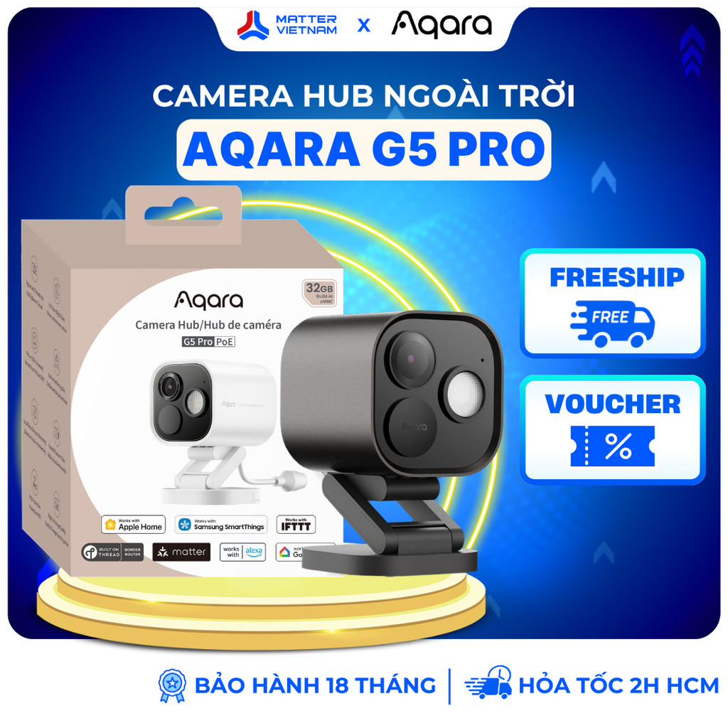 Camera Aqara G5 Pro WIFI/POE -Camera Ngoài Trời Chống Nước IP65, Độ Phân Giải Cao 2.5K, Hỗ Trợ Matter - BẢN QUỐC TẾ