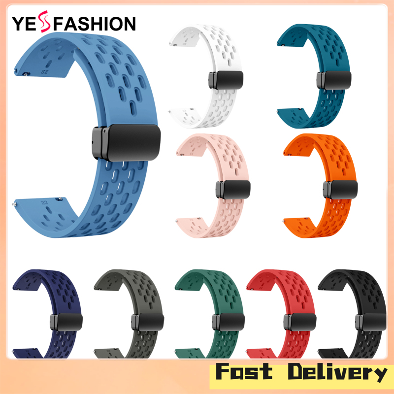 Yesfashion Store IN stock Watch Strap Magnetic Folding Buckle Replacement Silicone Wrist Band Strap Universal 20MM Watch Band For Men Women ราคา 67 บาท*ส่งฟรี