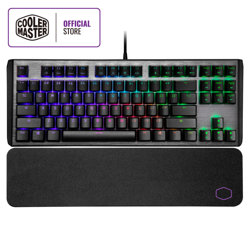 Cooler Master CK530 V2 Mechanical Keyboard, RGB Illumination, Floating Keys, Brushed Aluminum Design, Soft Wrist Rest, On-the-fly Controls, Software Customization (TKL Layout / 87 Keys) Singapore
