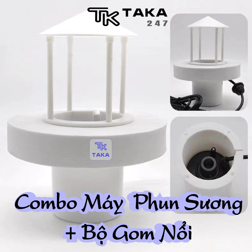 Combo Máy phun sương tạo khoi' + Bộ gom nước nổi cao cấp cho thác nước non bộ trang trí non bộ bể cá