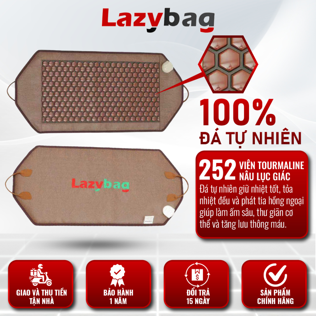 Nệm massage đá nóng đắp bụng giúp giảm đau bụng, tuần hoàn thư giãn dễ ngủ Lazybag LZ-47 Kích thước 47x100cm