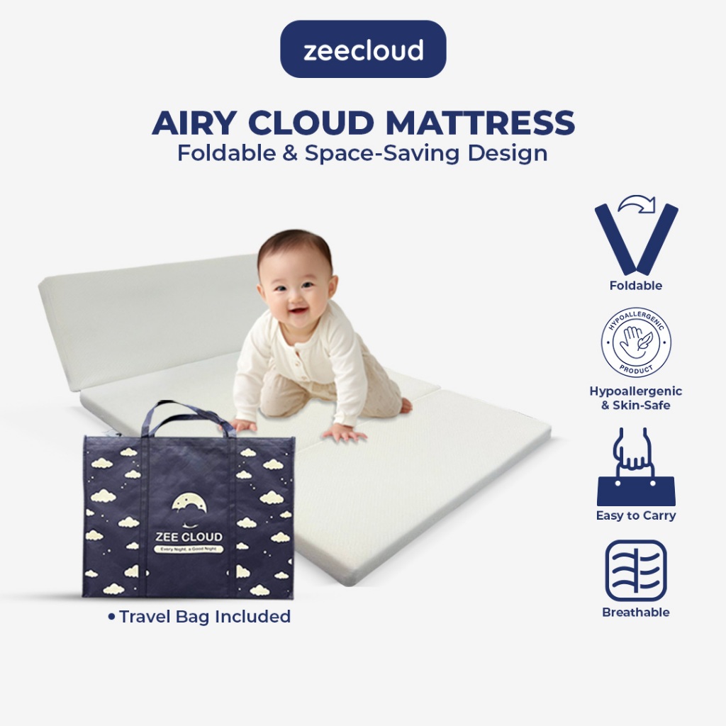 ZEECLOUD® Airy Cloud Mattress –Foldable/Lightweight & Travel Friendly for Playpen 96cm x 64cm x 4cm