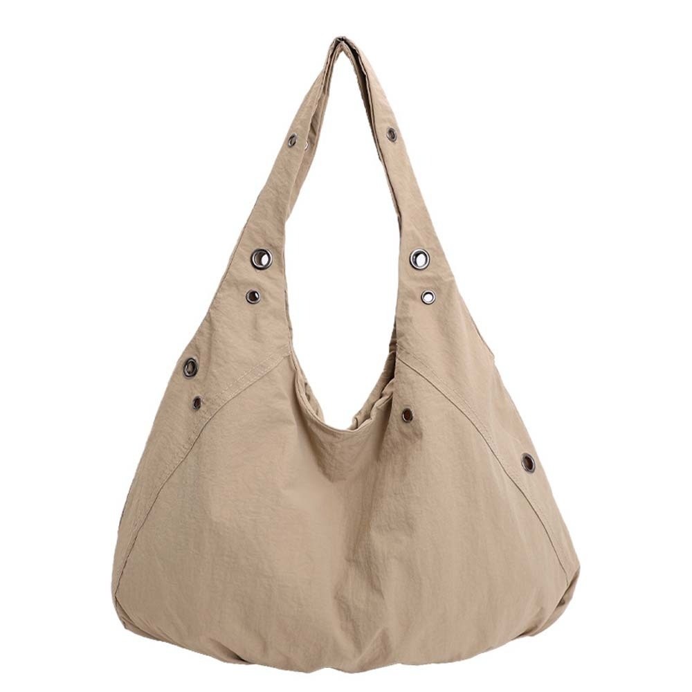 HERWK Nước chống bắn Túi vest tote có lỗ xỏ Công suất lớn Nhẹ Túi vải đeo vai cho nữ Dày hơn Túi đi lại Túi xách nylon màu sắc đồng nhất Phụ nữ - 2