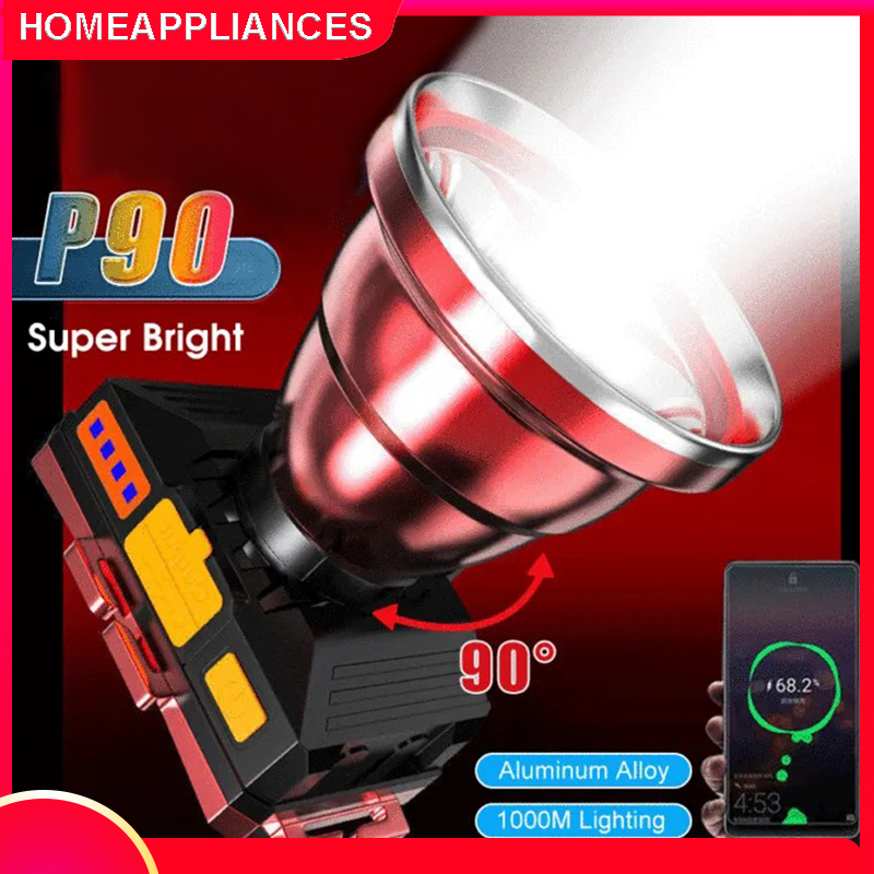 Đèn Pha Đèn Pha Hợp Kim Nhôm Đa Năng Đèn Pha Sạc USB Đèn Pha Chống Nước Có Thể Điều Chỉnh 90 ° Đèn Pha LED