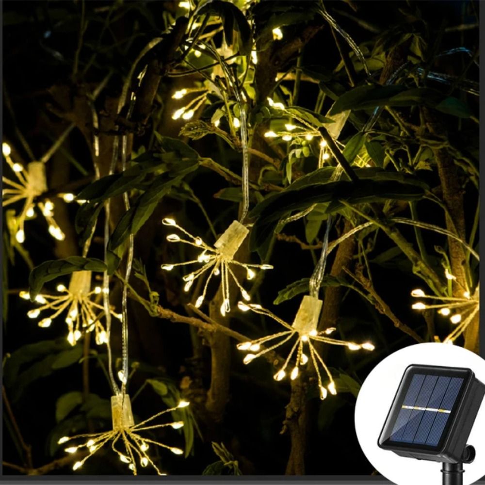 XIANGHAN Waterproof LED Starburst Chain String Lights 50/100LED 8 Lighting Modes String Light Garland Light USB/Solar Fairy Light Wedding
