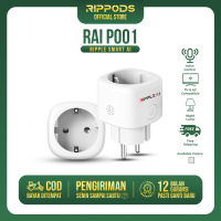 Rippods Ai RAI P001 Voice Control Smart Socket Smart Plug 16A Wireless Saklar with Colokan Energy Monitoring Statistic Smart Home Colokan Stop Kontak Timer Colokan Pintar