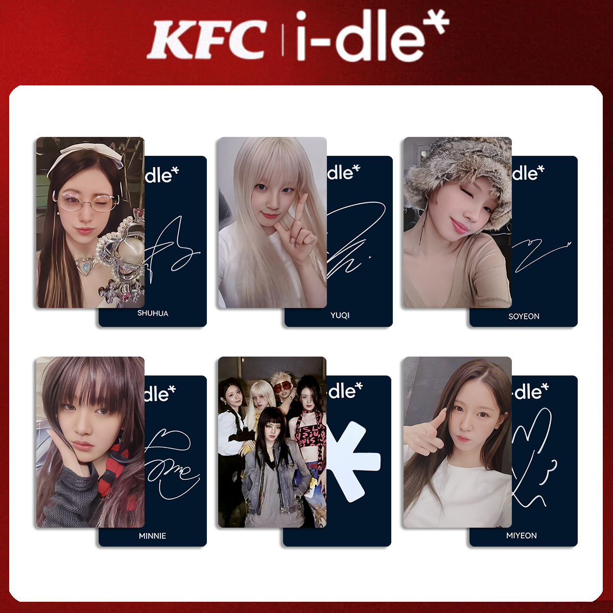 clu 6PCS/Set I-DLE LOMO Card YUQI Soyeon KFC Postcards Collection KPOP GI-DLE Periphery ulc