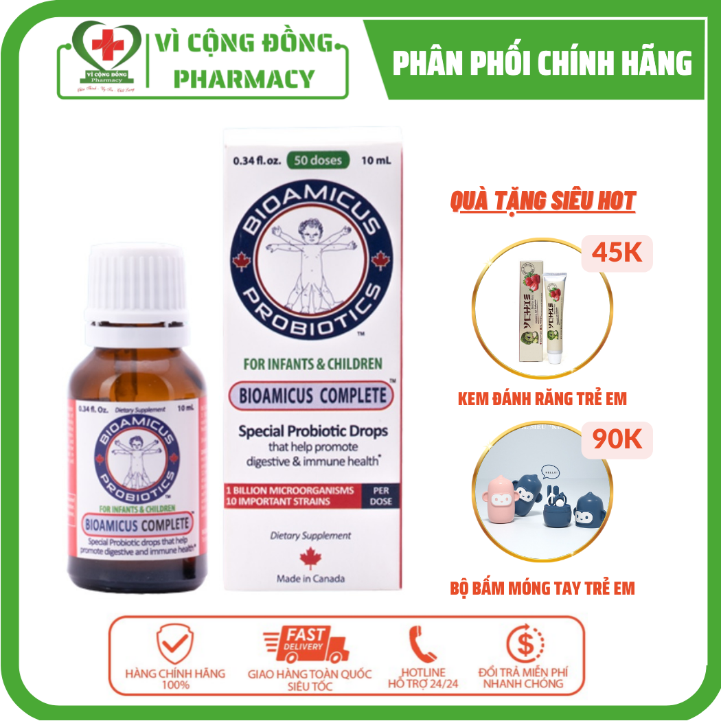 Bioamicus probiotics men vi sinh 10 chủng nhập khẩu chính hãng Canada 10ml