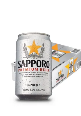 Sapporo Premium Beer Can, 24 X 330ML, BBD: 29 DEC 2021