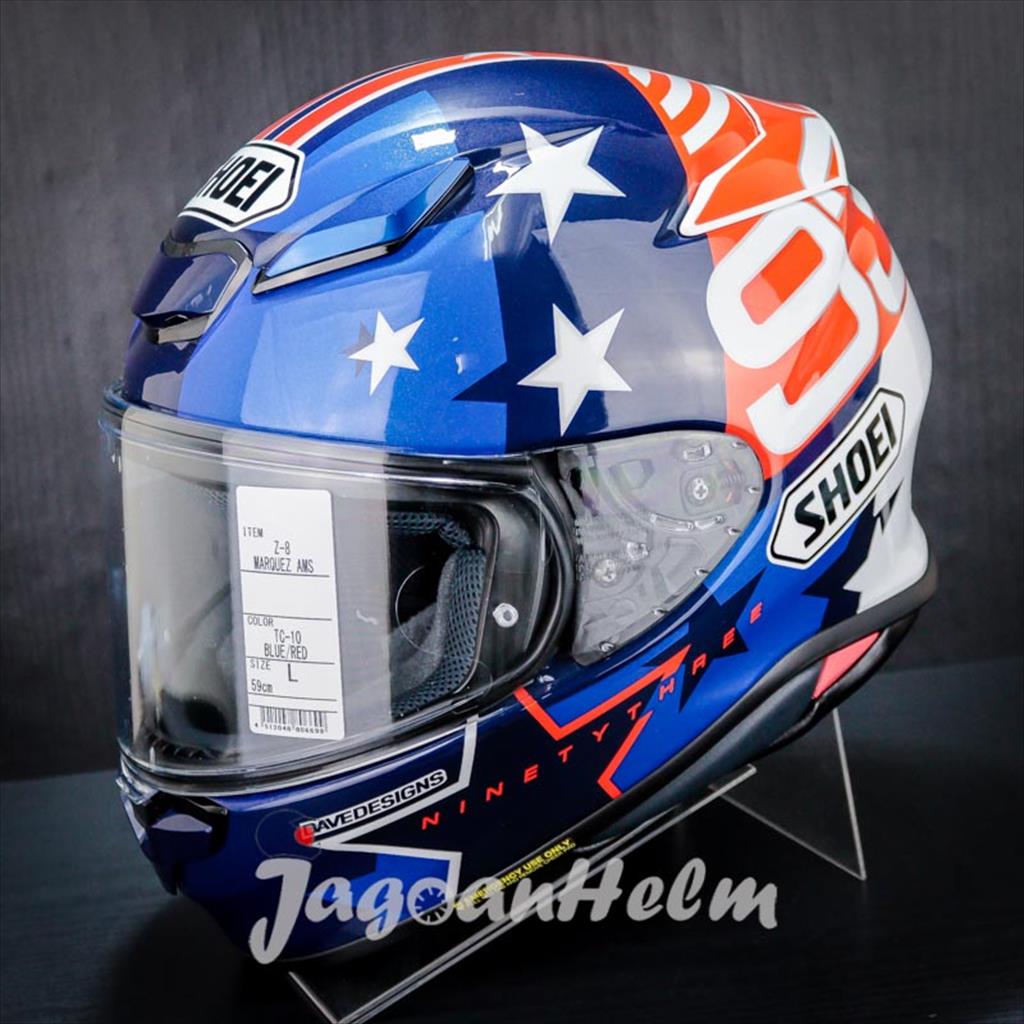 SHOEI HELM Z8 MARQUEZ AMERICAN SPIRIT TC10 SINGLE VISOR SNI Harga 12,540,000 rupiah*Gratis Ongkir