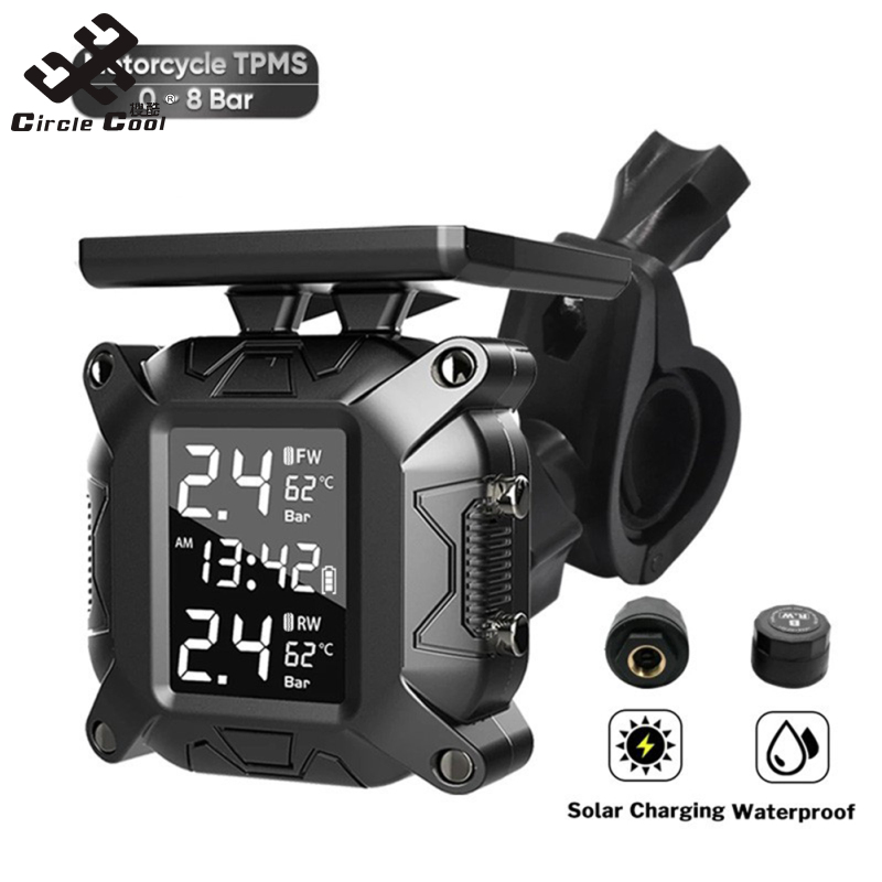 Vòng tròn mát M7 lốp xe máy năng lượng mặt trời giám sát áp suất lốp cảm biến lốp hệ thống phát hiện nhiệt độ độ chính xác cao TPMS