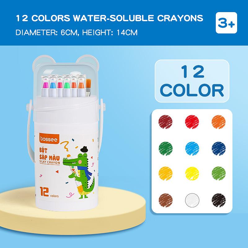 [12-48สี] สีเทียนสำหรับเด็ก สีเทียนเจล ซักออกได้ ปากกาสี ปลอดสารพิษ แบบหมุน เนื้อนุ่ม ระบายลื่น ของขวัญเด็ก