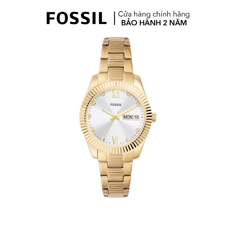 Đồng hồ nữ Fossil Scarlette dây kim loại, mặt 32 MM, màu vàng, ES5199