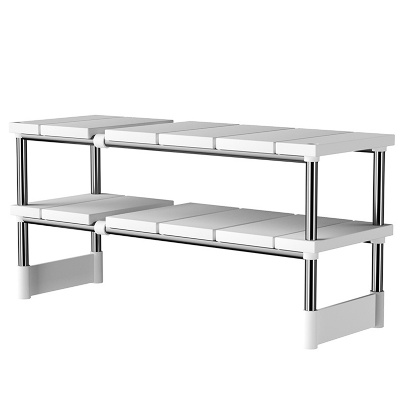 [Waanon]Stackable Storage Rack Telescopic Sink Holder Closet Sorting Shelves Layered Partition Rack Clothing Organizer