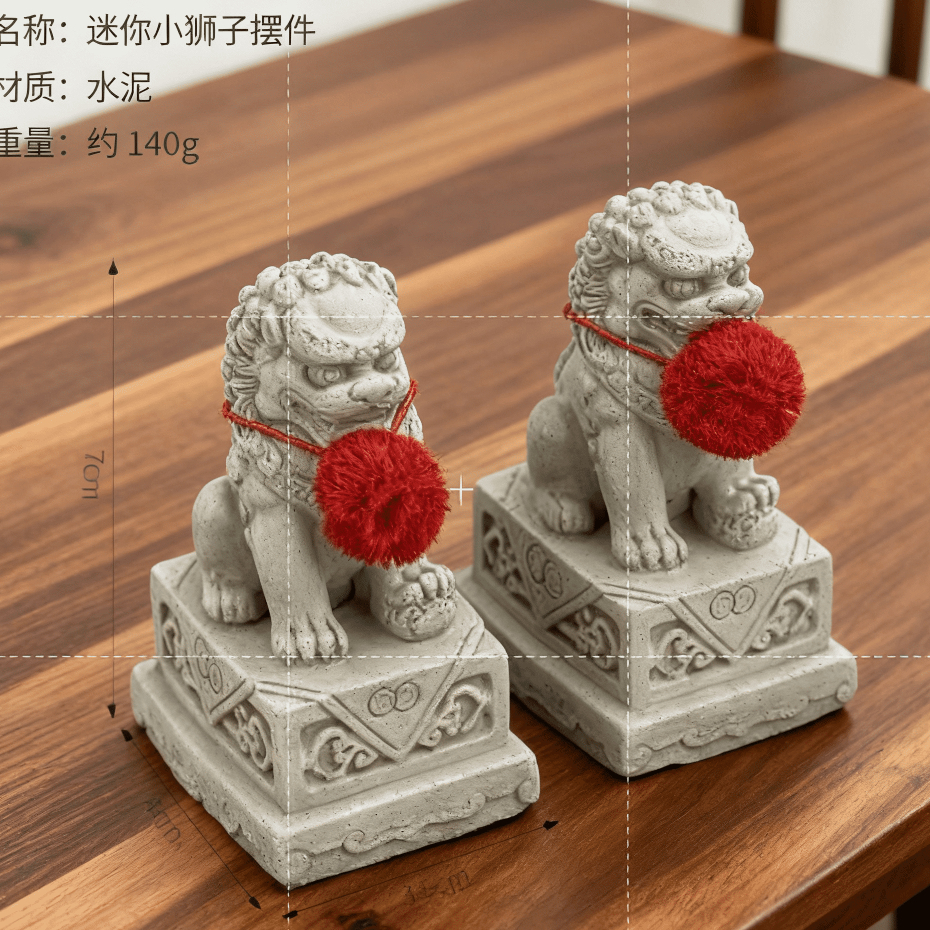 Eyre ✨ 2 Buah Patung Singa Feng Shui Emas Patung Singa Kecil Hiasan Meja Dekorasi Unik Air dan Tanah