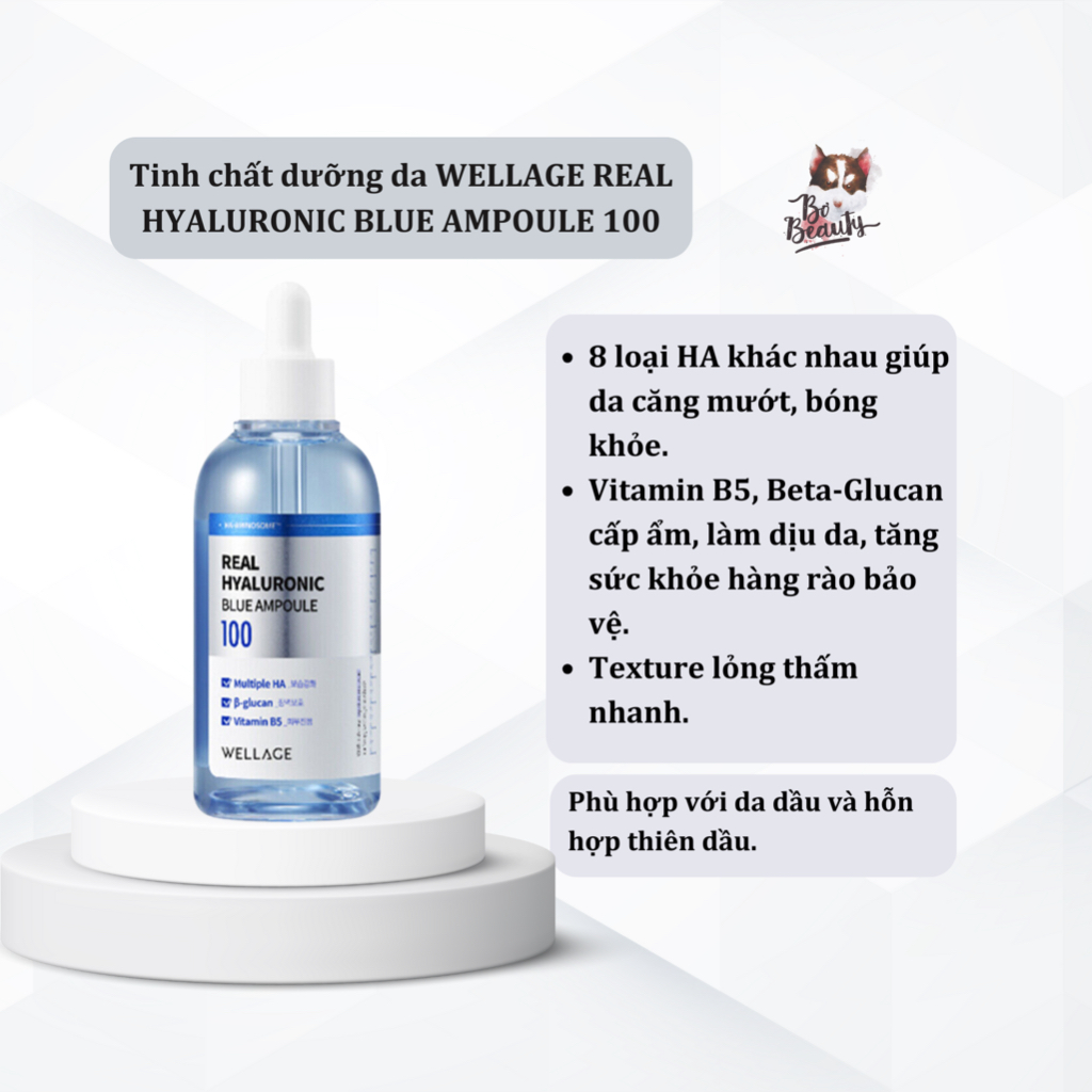 Tinh chất dưỡng da WELLAGE REAL HYALURONIC BLUE AMPOULE 100