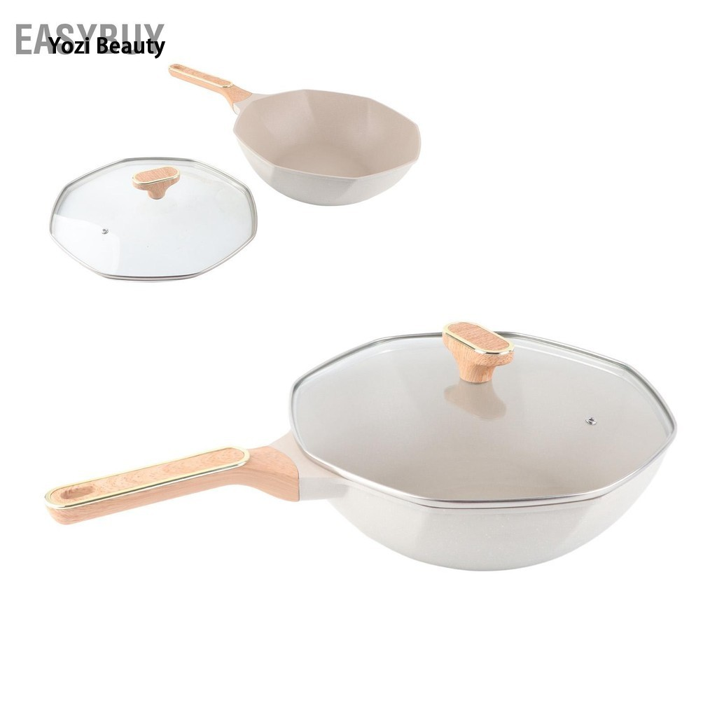 TIANLEYU A 32cm diameter frying pan made of medical stone, non stick, octagonal aluminum alloy, used for ceramic gas stoves ราคา 709 บาท*ส่งฟรี