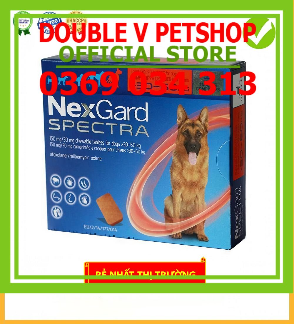 Viên nhai sạch ve, bọ chét chó Nexgard Spectra 30 - 60kg (HỘP 3 VIÊN) - CHÍNH HÃNG 100% - DOUBLE V PETSHOP