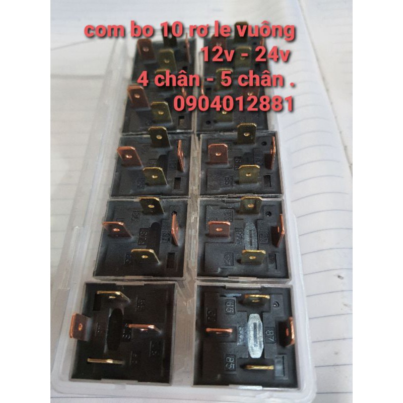 Com bo 10 rơ le 4 chân - rơ le 5 chân 12v - 24v 100a vuông