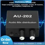 Âm thanh stereo mix khuếch đại 2 đầu vào 2 đầu ra 3.5mm giắc cắm và chơi hợp kim nhôm