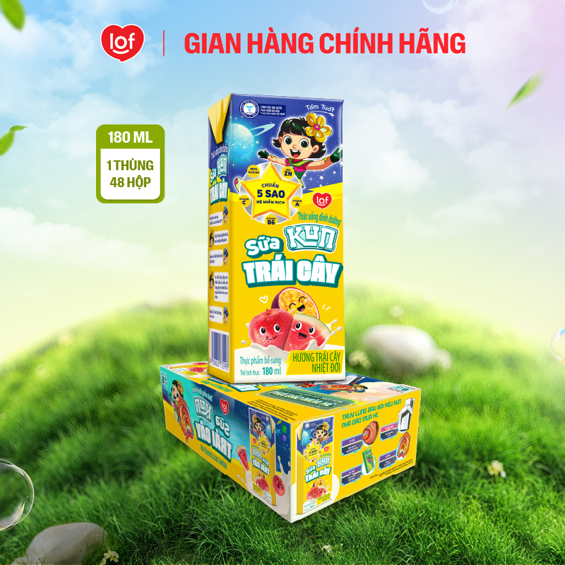 Sữa trái cây KUN vị trái cây thùng 48 hộp x 180ml