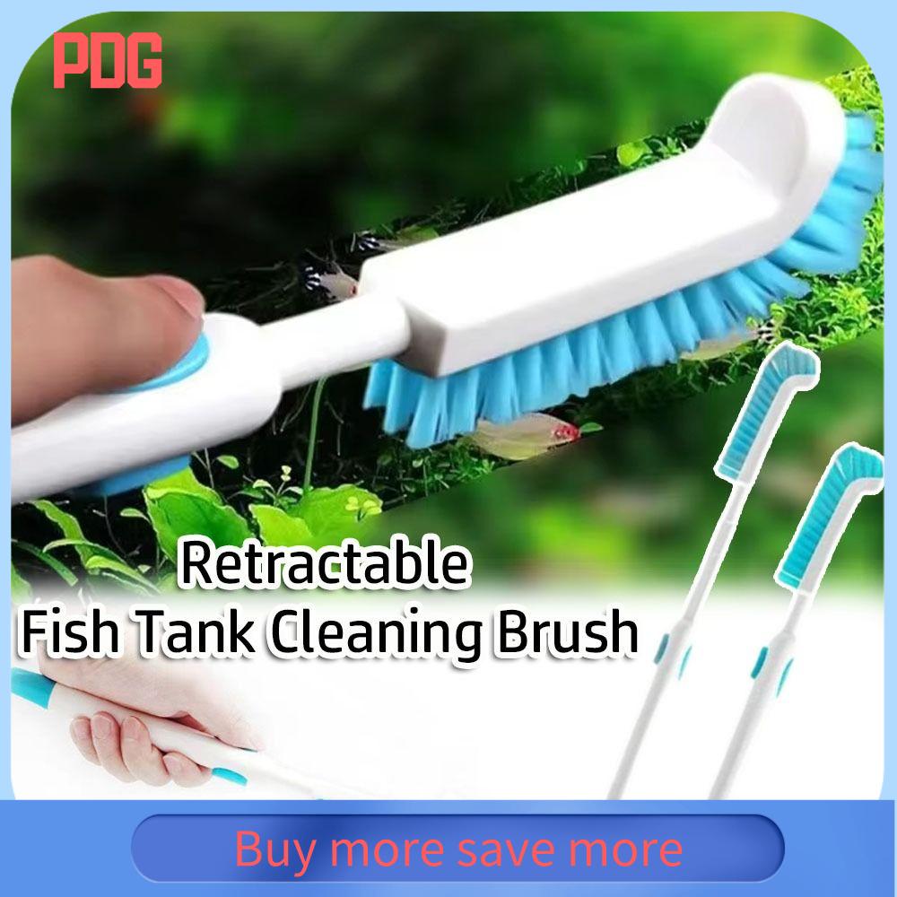 PDG 33cm có thể thu vào Bàn chải bể cá Nylon Không có góc chết Bàn chải làm sạch tảo bể cá Di động Tẩy cặn Dụng cụ vệ sinh bể cá Dụng cụ làm sạch vết bẩn